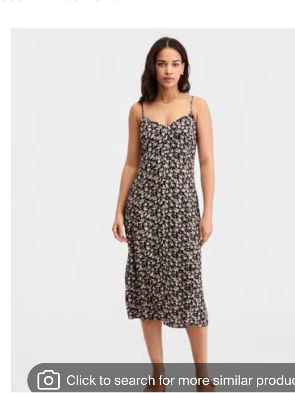 Lucky Brand Black Midi Dress with Pink Floral Print